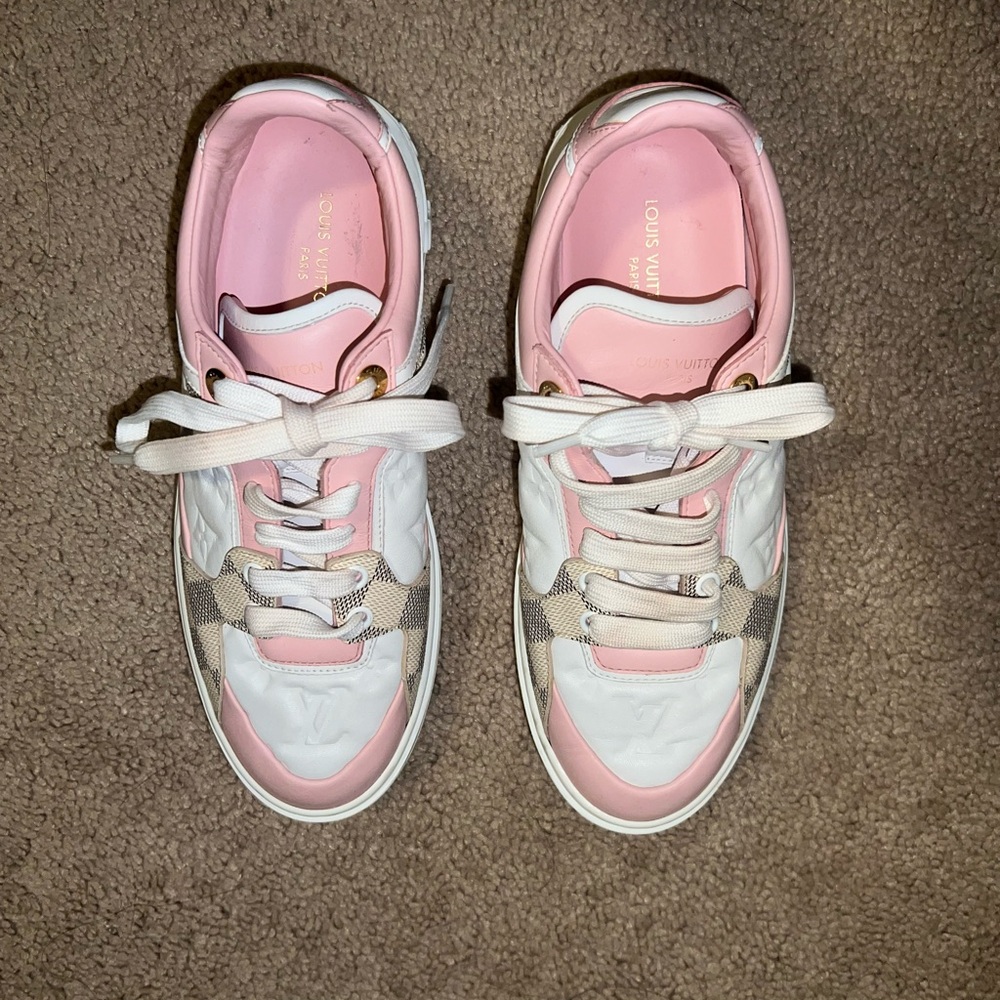 Louis Vuitton Pink and White Checkered Sneakers
